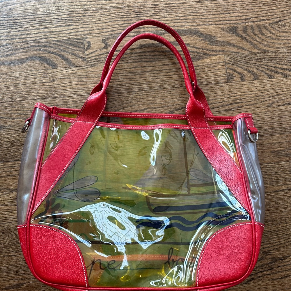 Prada Red and Clear Tote Bag